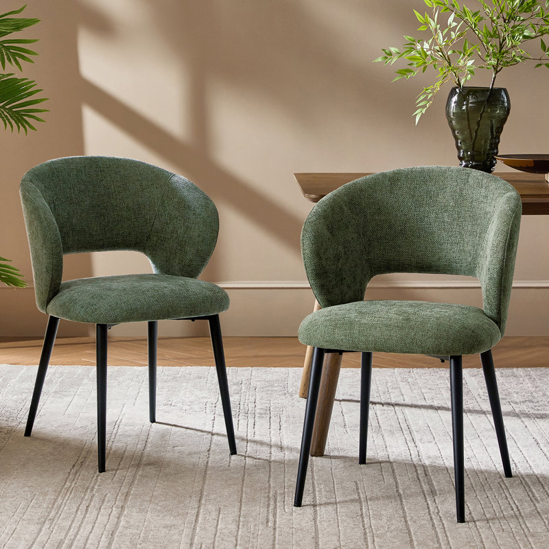 Angel 22''W Modern Ergonomic Dinning Chair With Metal Legs, Green