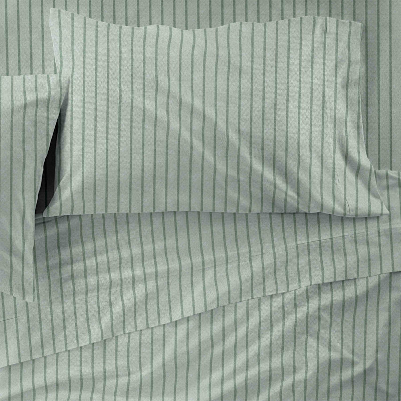 Martex Easy Living Cationic Stripe Sheet Set, Sage , Queen