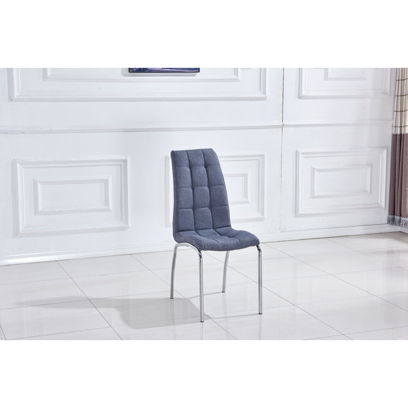 Chaise rembourrée Nasim, Gris foncé, Argent argent