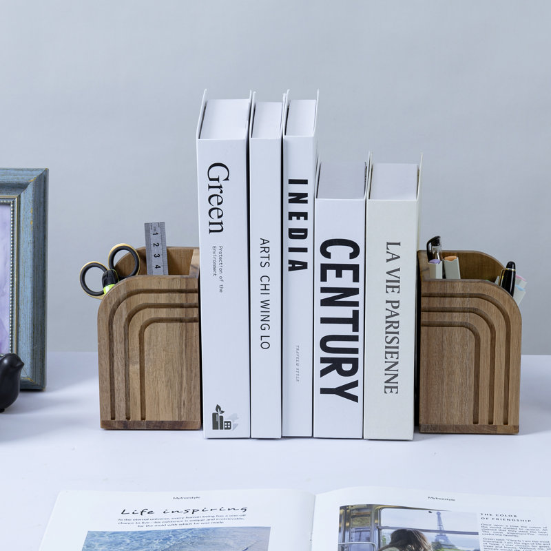 Serre-livres en bois d'acacia massif