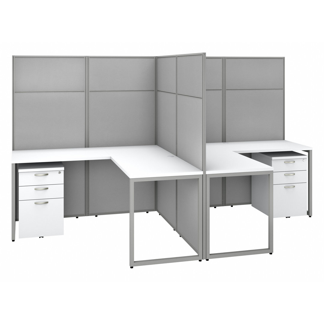 Bush Business Furniture Easy Office 60W 2 Person L Shaped Cubicle Desk with Drawers and 66H Panels - Reversible Bush Business Furniture