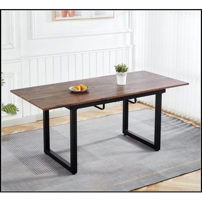Square Extendable Dining Table with Metal Legs, Modern Space-Saving Design for Versatile Use in Living and Dining Areas