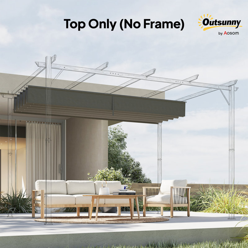 Toit de pergola 8,5 pi x 11,5 pi seulement, cadre 10 pi x 13 pi, gris clair, 2.4" H x 137.8" W x 102.4" D
