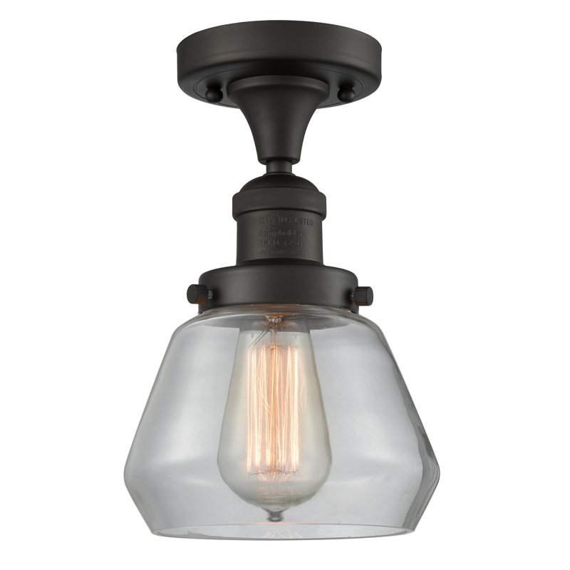 Argueta Glass Semi Flush Mount, Matte White Cased, No Bulb Included, Matte Black