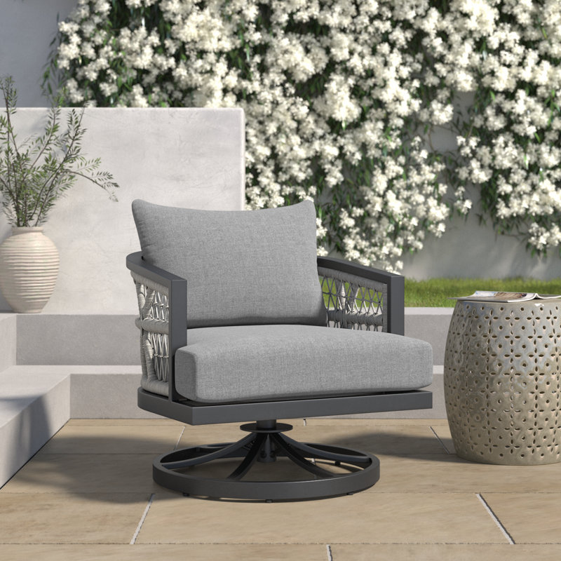 Evalyn Swivel Metal Outdoor Lounge Chair