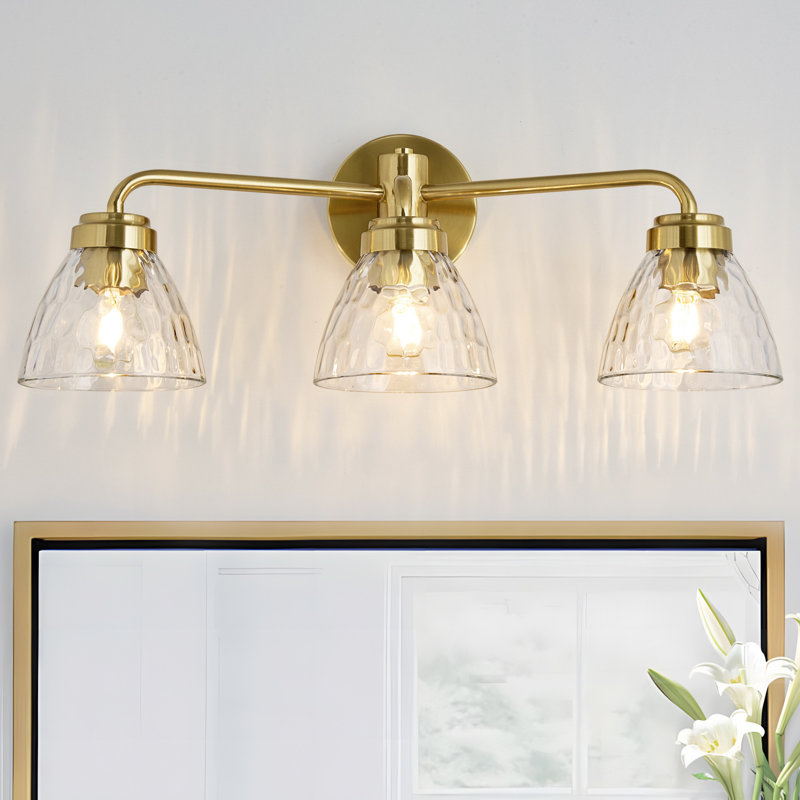 Éclairage pour meuble-lavabo 3 lumières 3 lumières, H 9,85 po x l 22,45 po x P 7,87 po, Trois lumières, Laiton brossé