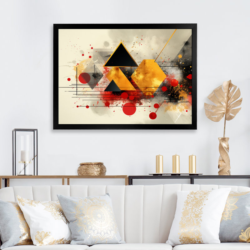 «Sunset Boulevard Triangular Vintage Minimalisme - Impression sur toile géométrique moderne, H 30 po x l 40 po x P 1,5 po