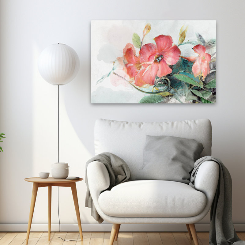 Plantes, fleurs, fleur tropique I, art mural, H 24 po x l 36 po