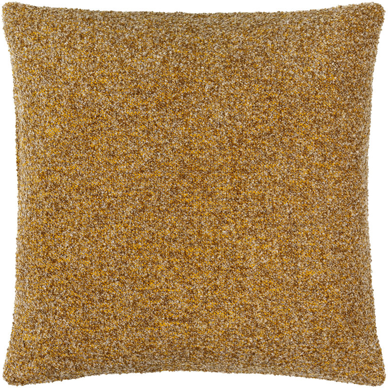 Jeté carré en mélange de coton Bobby, Moutarde, 22 po x 22 po, Housse de coussin seulement - sans coussin
