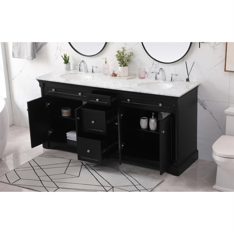 Ensemble de meuble-lavabo double 72 po, Noir, noir, noir, noir