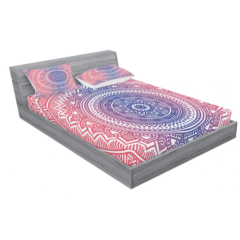 Microfiber Sheet Set, Full Sheet Set with 2 Pillowcases, Damask 4