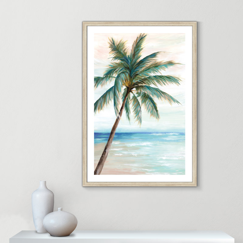 Hawaii Beach I - Art encadré autoportant, H 42 po x l 30 po x P 1,25 po, Cadre beige