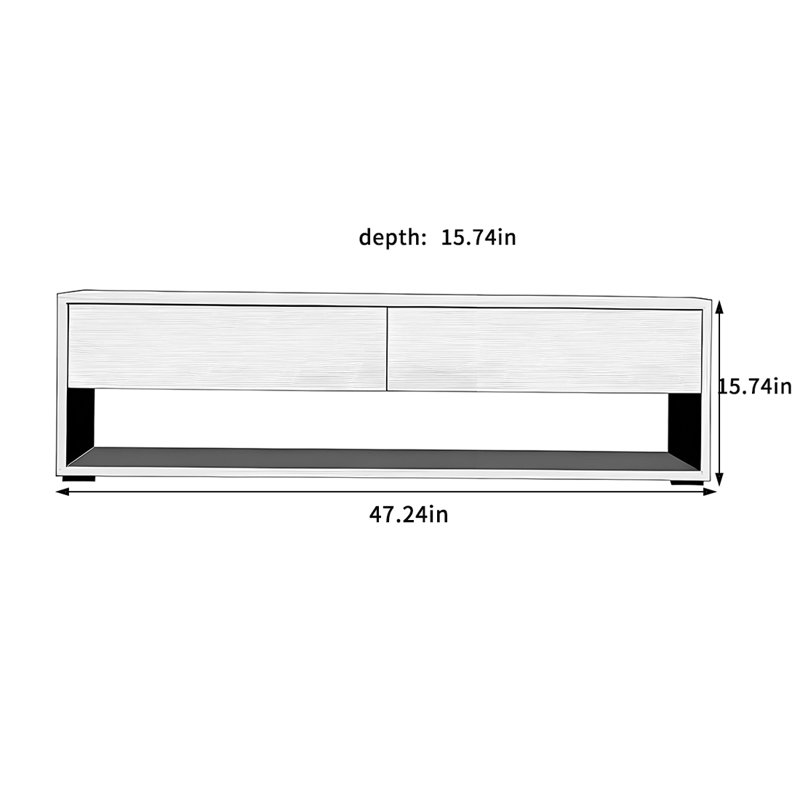 Solid Walnut TV Stand with Rounded Corners TV Stand, 15.74"H x 47.24"L x 15.74"W