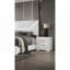 3Pc Bedroom Set White High Gloss Finish Bed 2X Nightstands LED Headboard Furniture