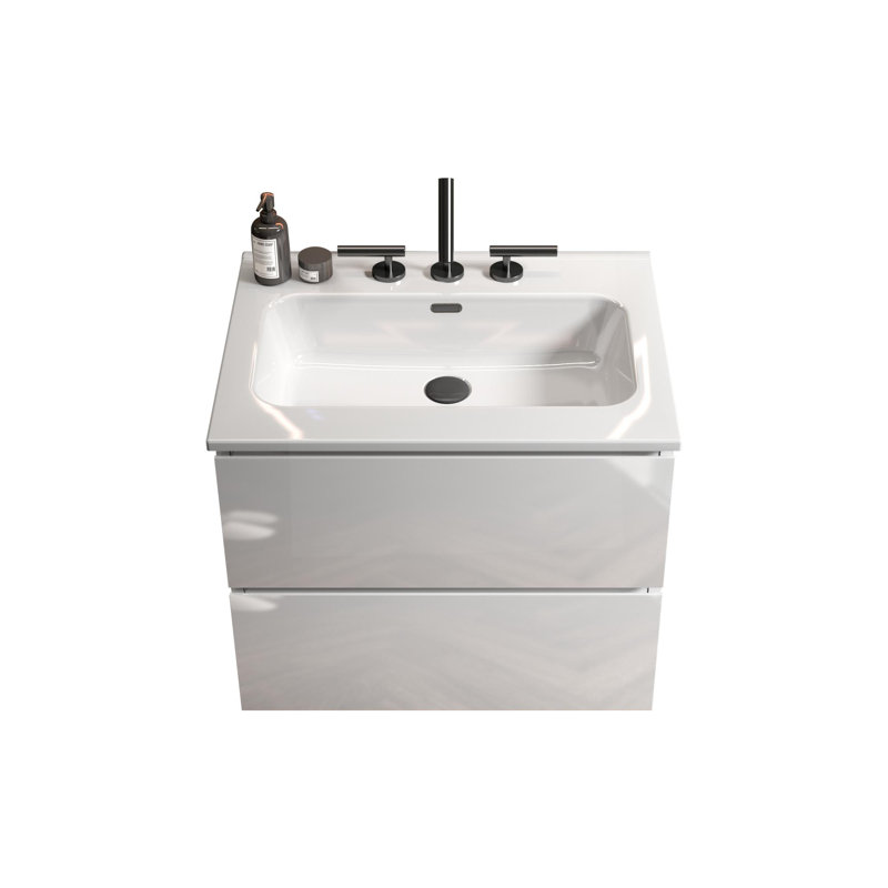 Meuble-lavabo de salle de bain avec lavabo, Blanc, 24"
