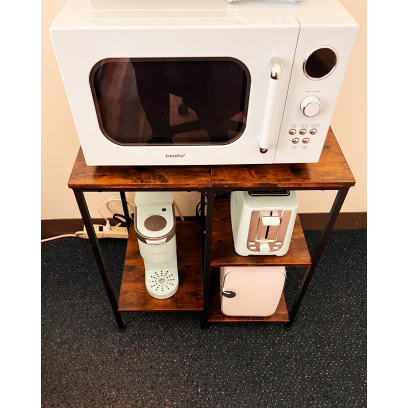 Étagère de boulanger réglable à 4 niveaux - Support à micro-ondes rustique avec tablettes de rangement