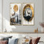 Golden Deer Landscape Grace In The Wild III - Collection de 2 panneaux d'art mural animaux
