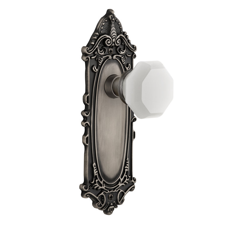 Victorian Plate with Waldorf White Milk Knob, Antique Pewter