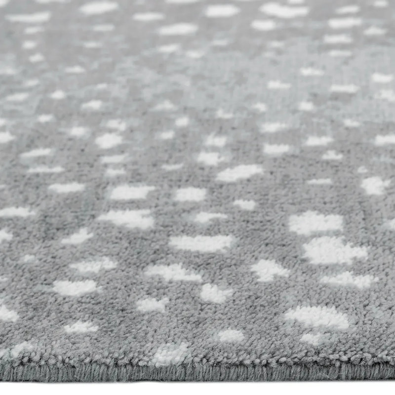 Louis Cotton and Wool Animal Print Area Rug, Gray, Rectangle 5' x 8'