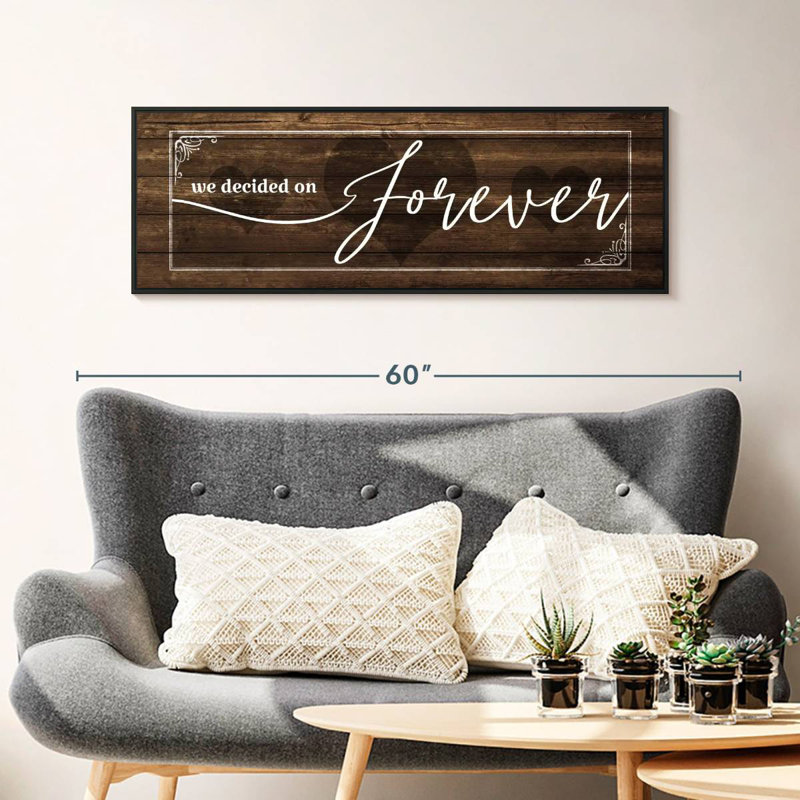 Plaque murale «Forever Love», 43 po x 15 po, Cadre flottant noir