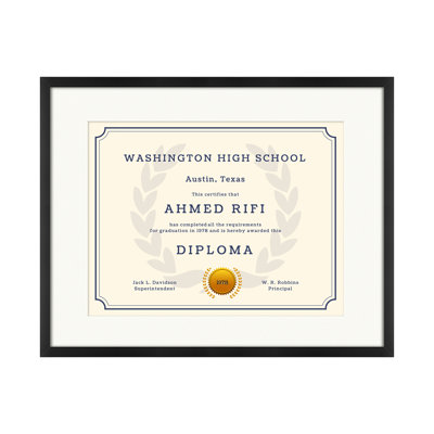 Asid 11x14 Certificate Frame, Metal Diploma Frame for Degree Document with Real Glass