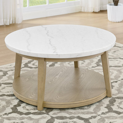 Vida White Marble Top Round Coffee Table