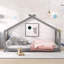 Lit simple en bois, gris