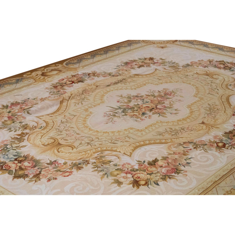 High-Quality Hand-Knotted Ivory Area Rug