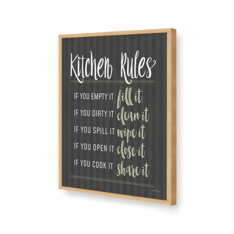 «Kitchen Rules» par Art texturé, L 12 po x H 16 po, Tanné, Impression encadrée