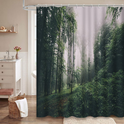 Rideau de douche Green Misty Forest