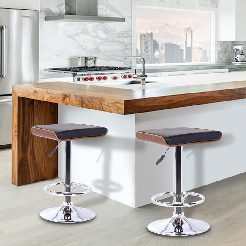 Canchola Height Adjustable Swivel Bar Stool, Black
