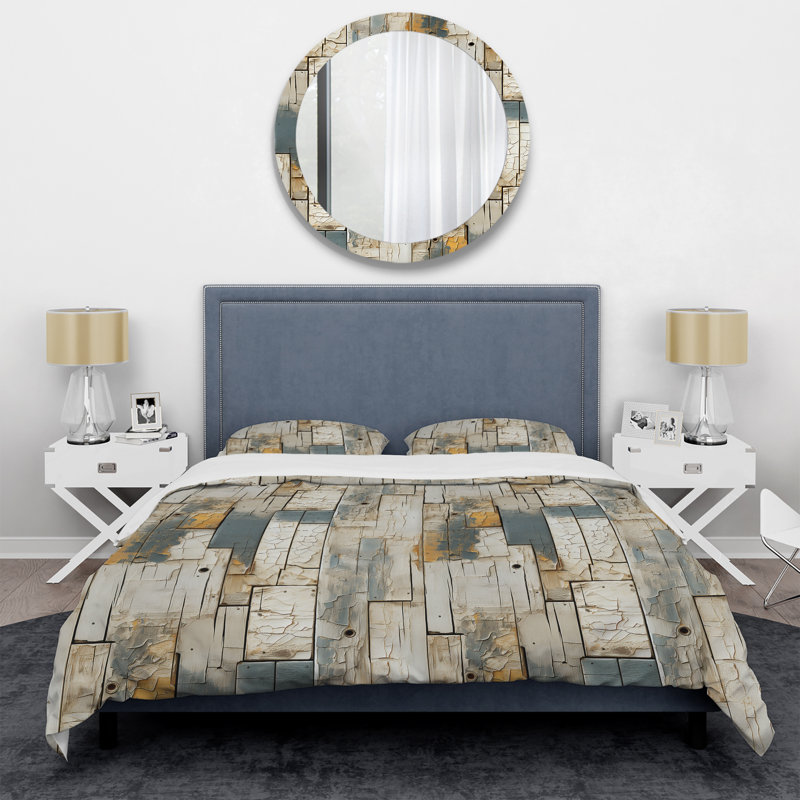 Ensemble de housse de couette à palette de bois gris, Housse de couette pour très grand lit et 2 très