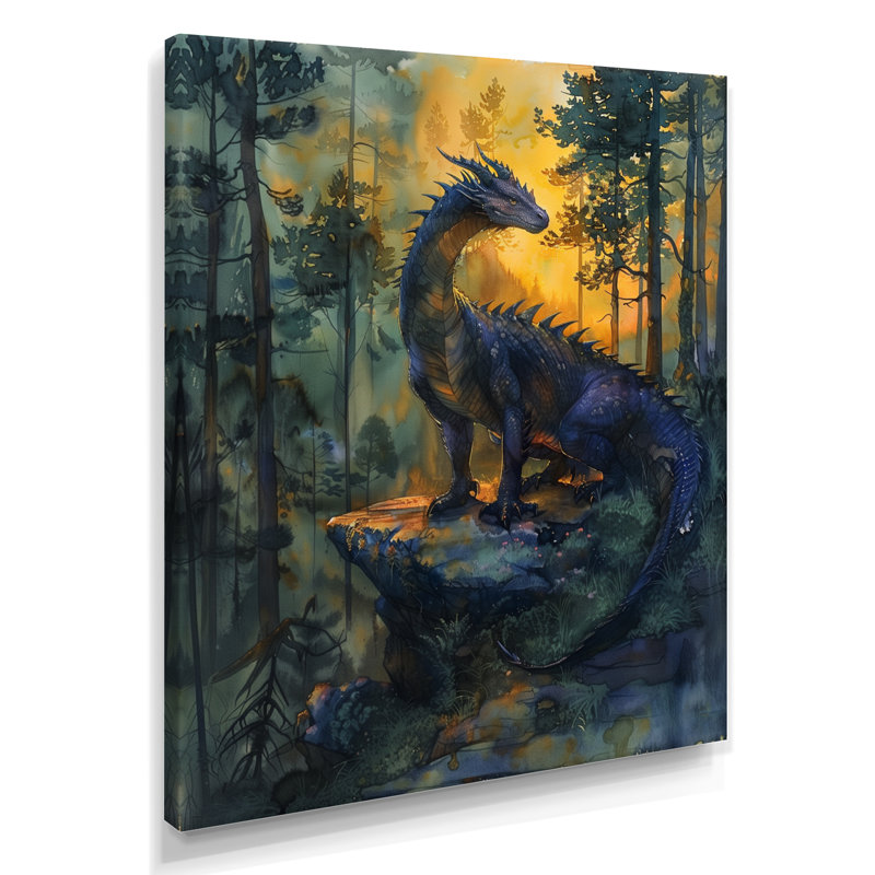  «Darkness and Mystic Forest Dragon - Dragons», décoration murale, H 20 po x l 12 po x P 1 po, Toile tendue
