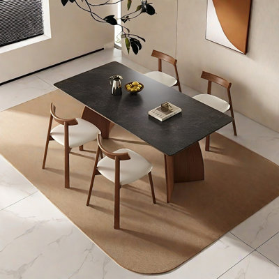 Rectangular rock plate dining table and chair set
