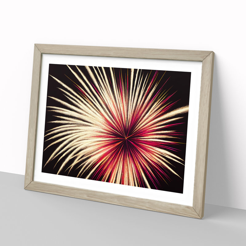 Gorgeous Fireworks - Single Picture Frame Print, 46cm H x 64cm W x 2cm D, Oak Framed