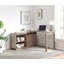 Crédence de rangement en L pour bureau à domicile avec bureau et porte de grange coulissante-125902880