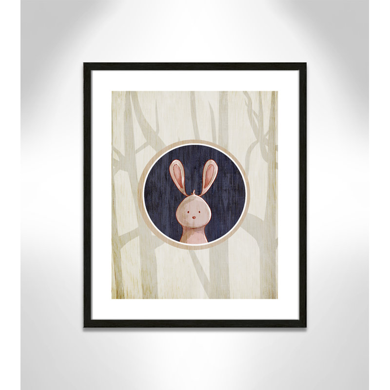 «Juvenile Forest Animals», impression sur papier, Encadré de boîte à grain de bois noir, H 24,5 po x l 20,5 po x P 1,18 po