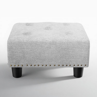 Upholstered Foot Stool Ottoman, Tufted Button Footstool Footrest With Padded Seat For Living Room Bedroom