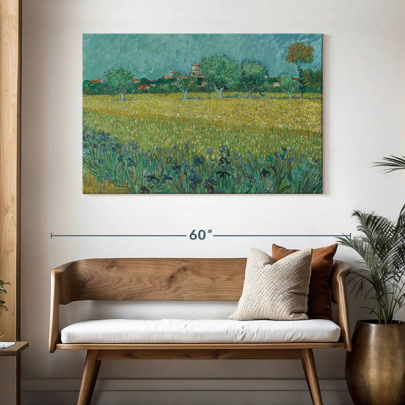 Champ d'Alvord avec des fleurs près d'Arles, H 32 po x l 48 po