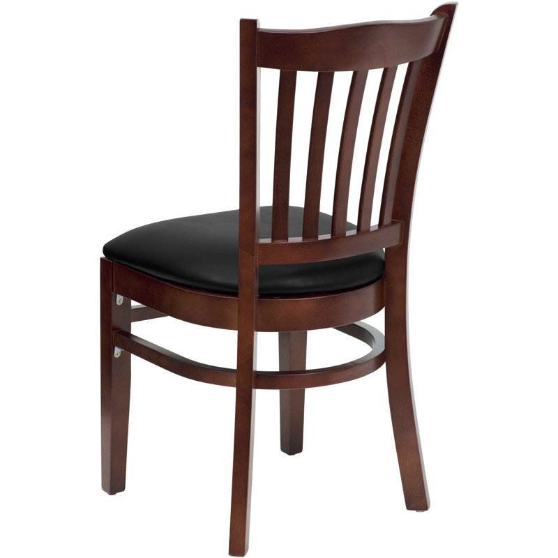 Prompton Vertical Slat Back Wooden Restaurant Chair, Black, Mahogany
