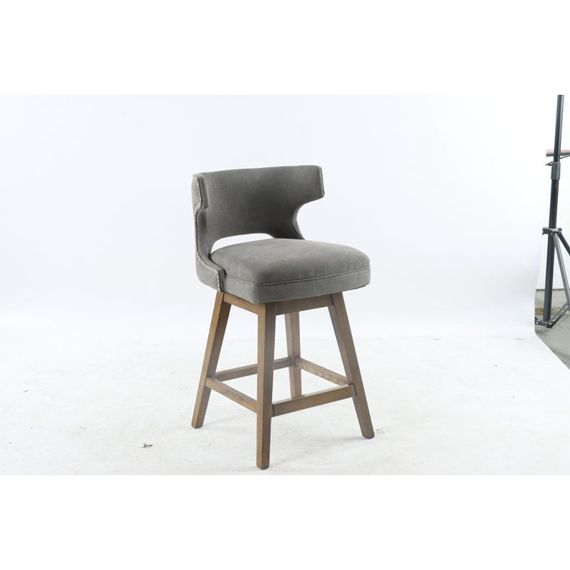 Carter Wingback Upholstered 26-inch Counter Stool With Brown Finished Legs