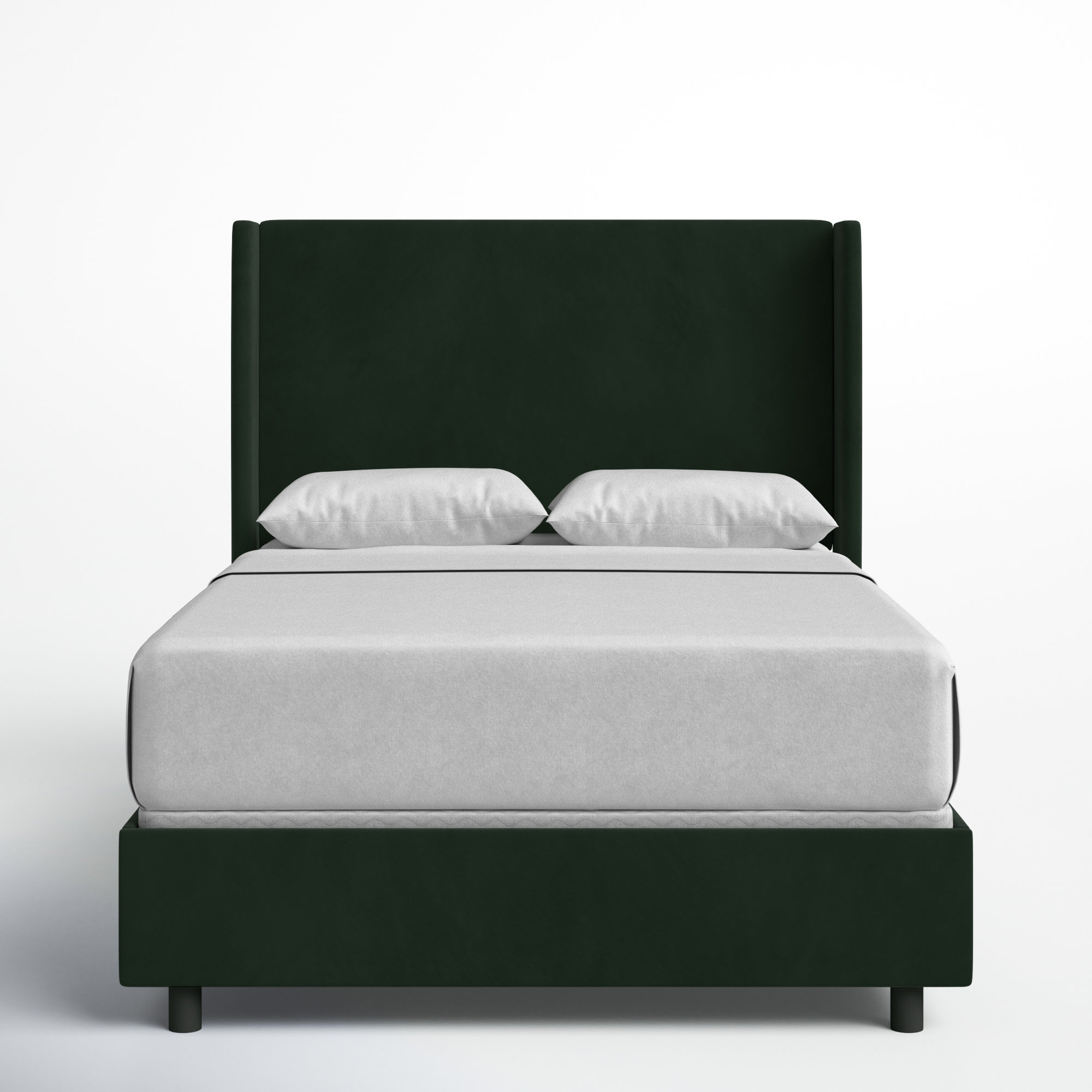 Tilly Upholstered Wingback Bed, Luxe Emerald Velvet, King