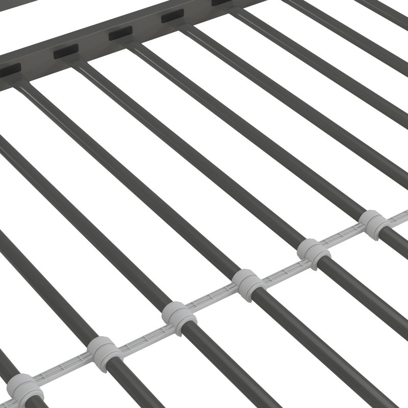 Gray Twin Metal Loft Bed with Desk and Shelves