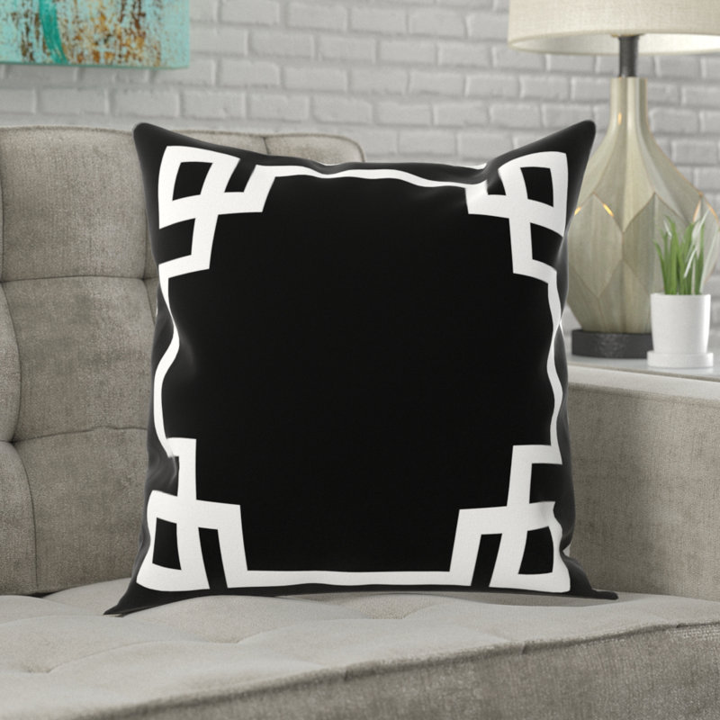 Geometric Reversible Pillow Cover, Pillow Cover Only - No Insert, 18'' x 18'', Black