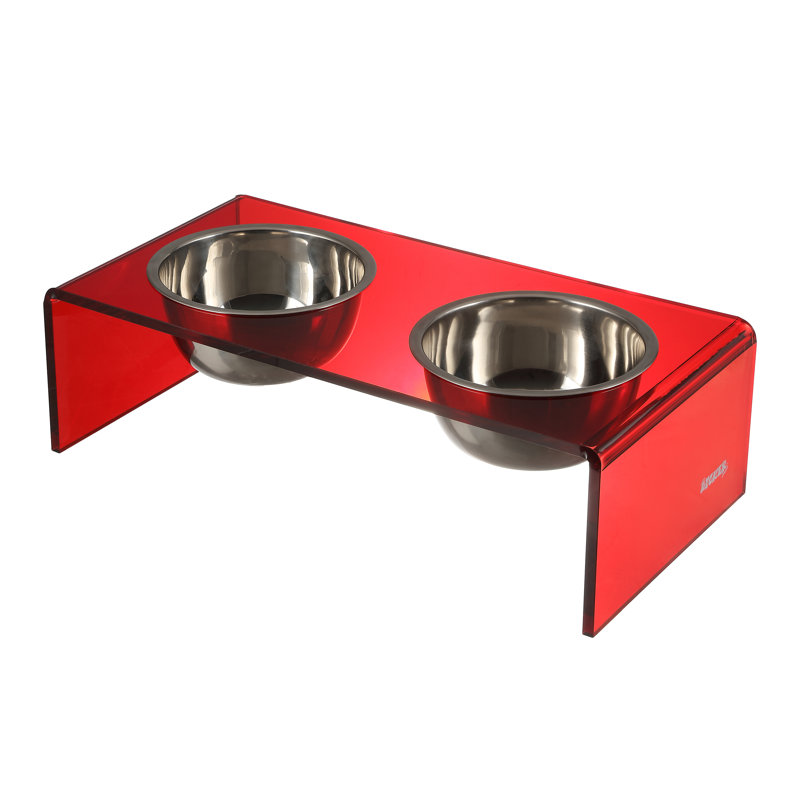 Mangeoire pour animaux Keaton, Petit (2,54 tasses / 20 oz liquides), Rouge / chrome