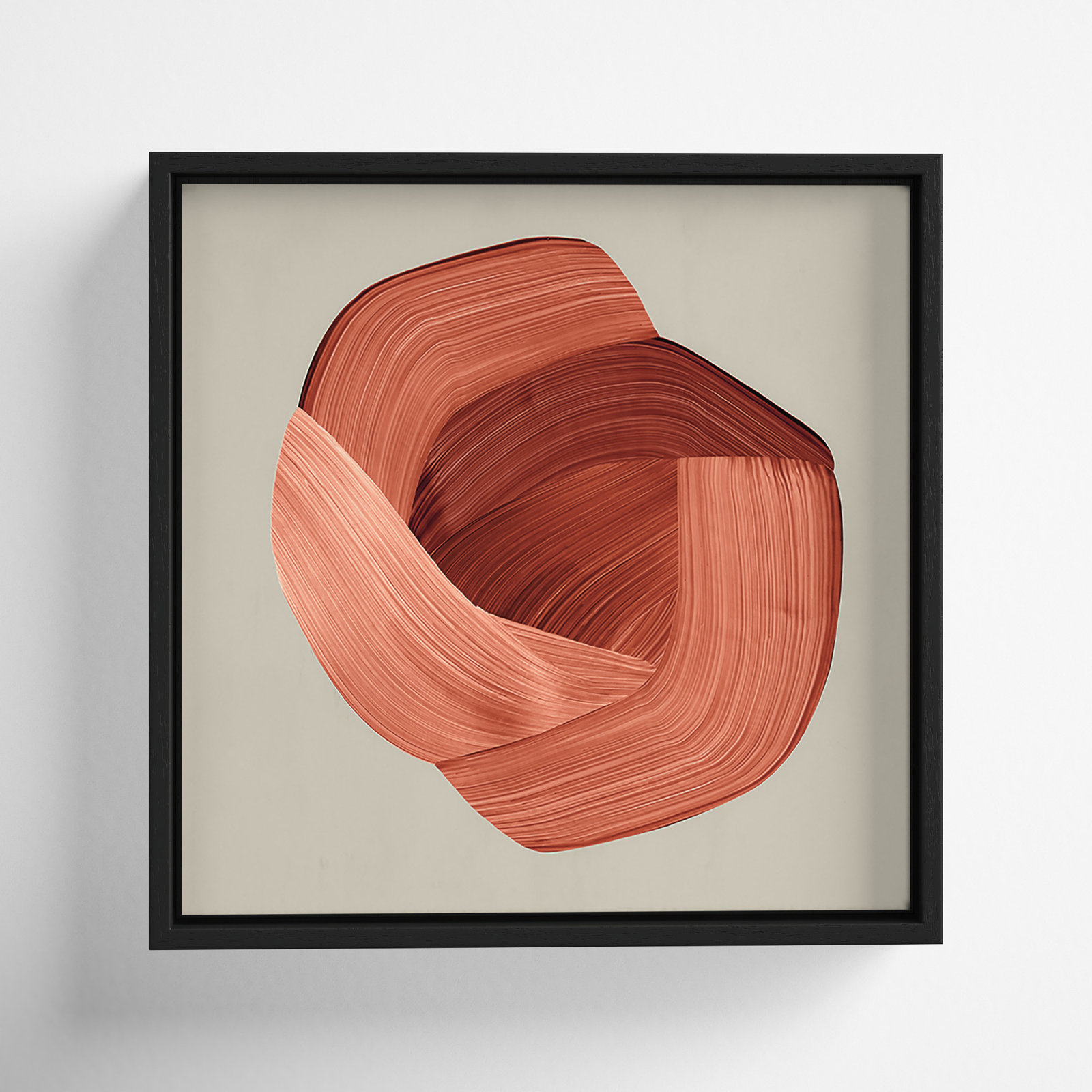 Crema - Floater Frame Painting Print on Canvas, 13.5" H x 13.5" W x 2" D, Espresso Framed