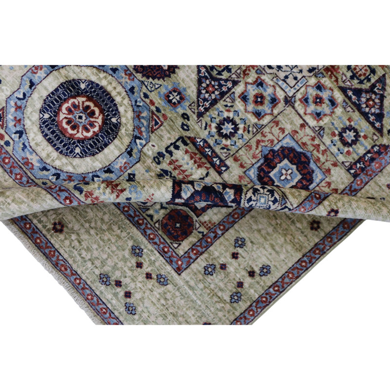 Hand Knotted Wool Area Rug in Beige