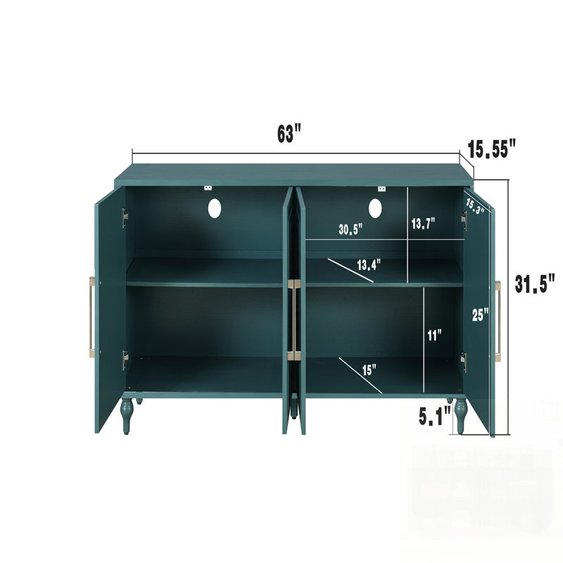 Grande armoire de rangement avec poignée en métal, portes à fleurs sculptées, console moderne en bois pour le salon, la cuisine, le vestibule