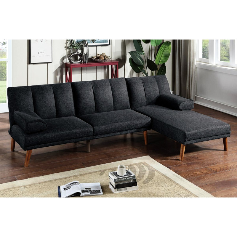 Lit réglable en polyfibre noire pour une vie confortable avec du bois massif et un tissu moderne, Noir