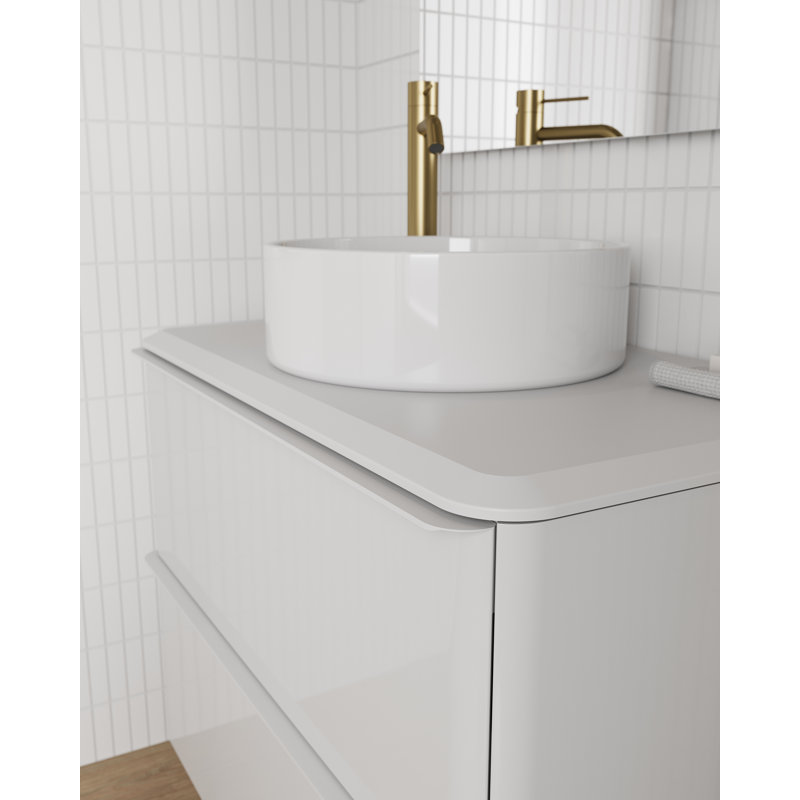 Ballston 41 " W Free Standing Wall Mounted 1 Single Vanity Bathroom Vanity With Top, White, Gloss White